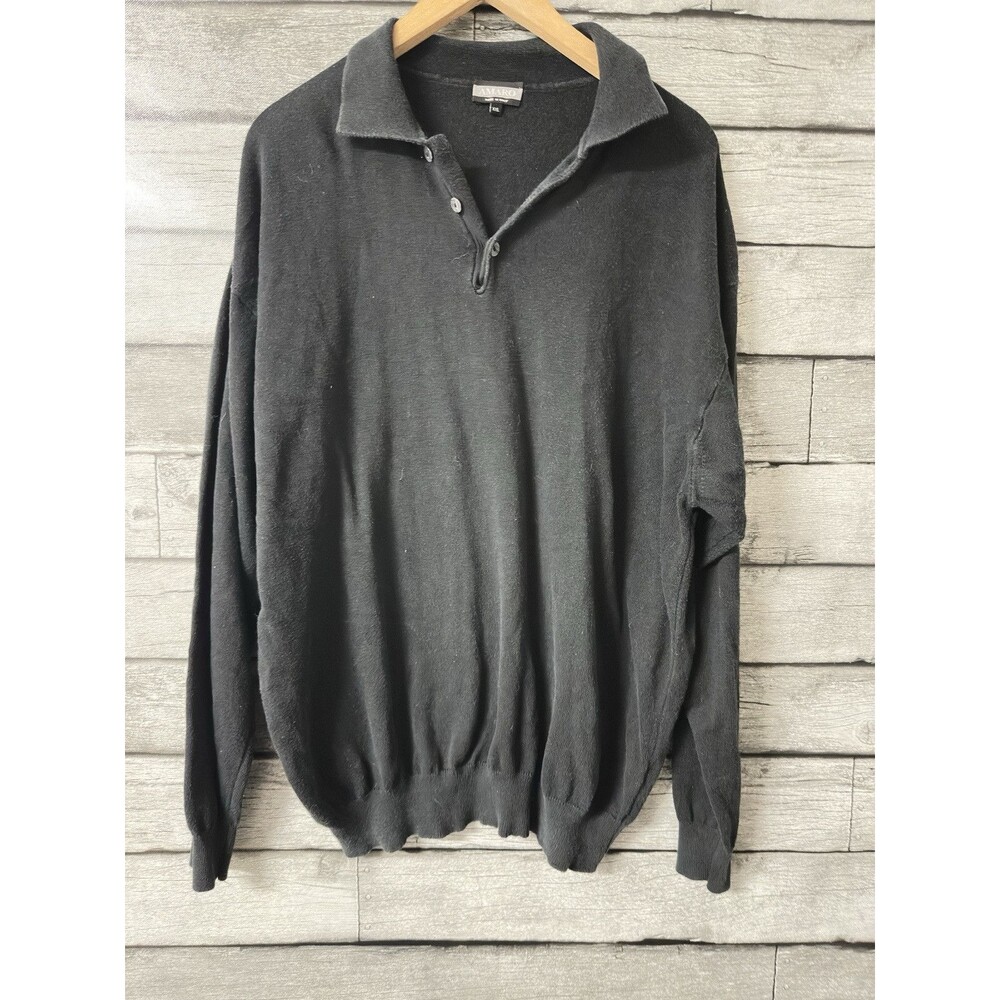 AMARO Men’s Sweater Polo Long Sleeve Dark Grey Xxl 55% Cotton Made In Italy